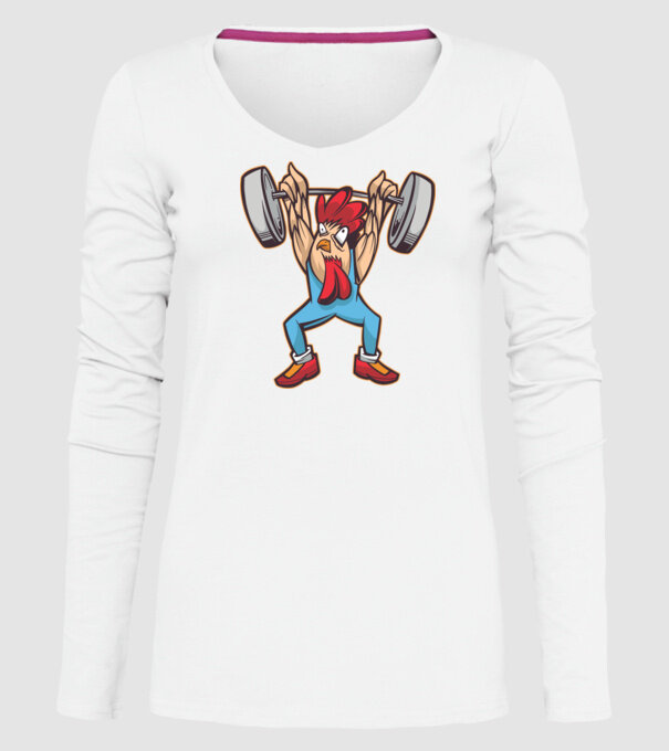 Pui Halterofil model alb pe tricou