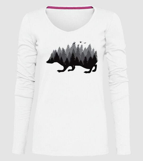 Siluetă Arici model alb pe tricou