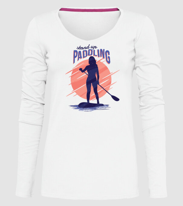 Tricou SUP Stand Up Paddle model alb pe tricou
