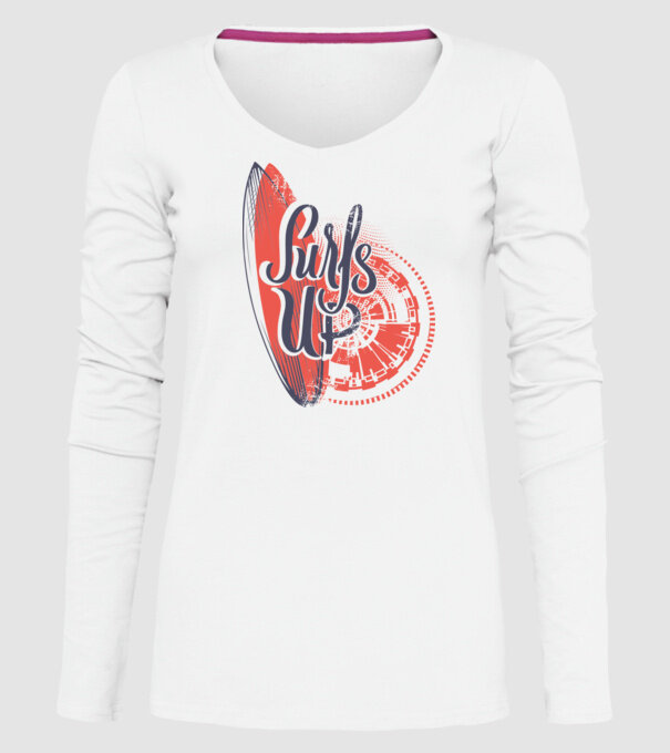 Surfs up model alb pe tricou