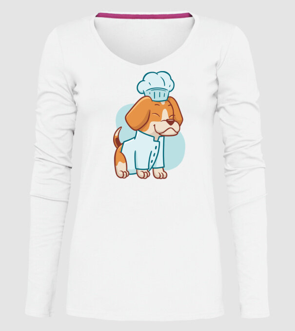 Beagle bucătar model alb pe tricou