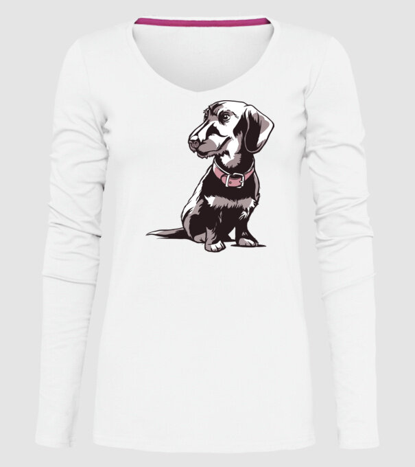Teckel cu părul sârmos model alb pe tricou