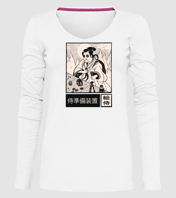 Samurai model alb pe tricou