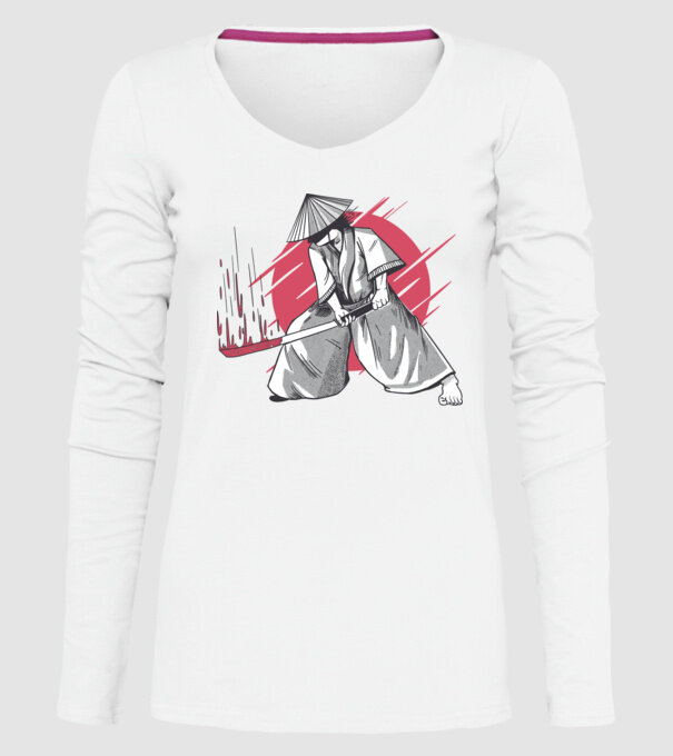 Sabie de samurai model alb pe tricou