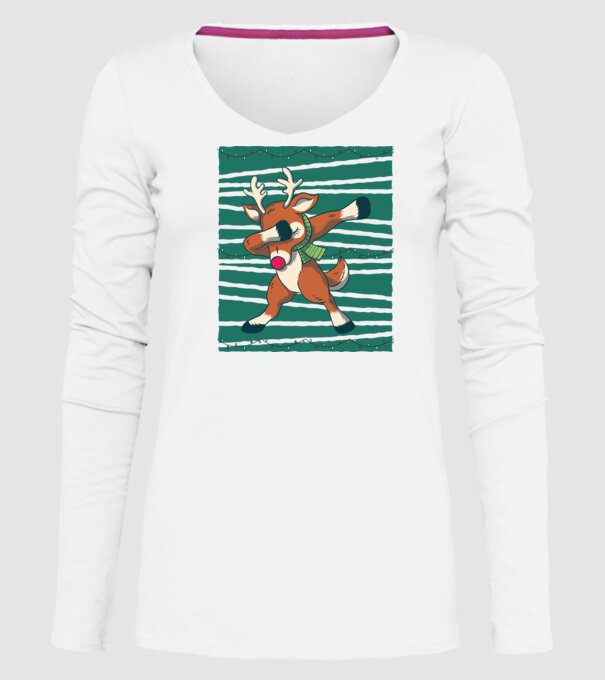 Ren DAB Crăciun model alb pe tricou