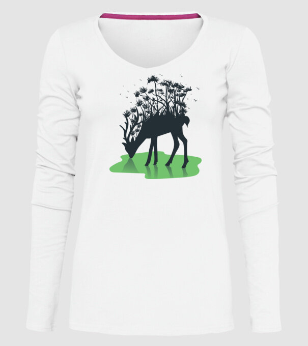 Natură cerb model alb pe tricou