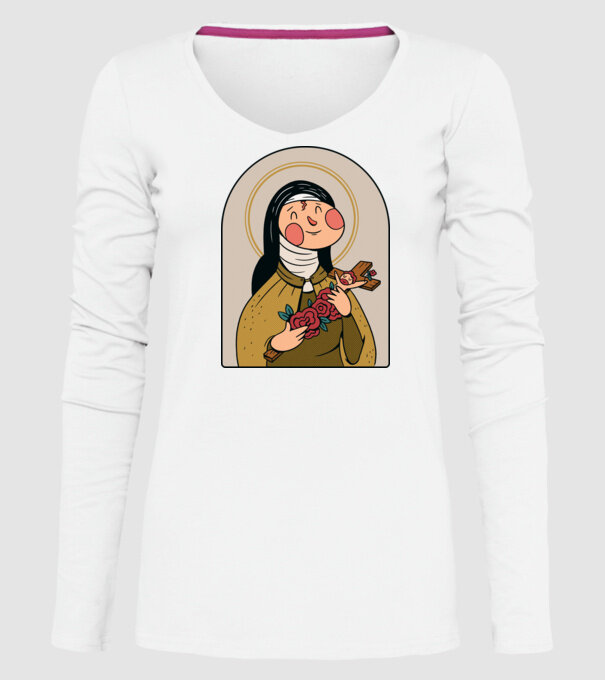 Sfânta Tereza model alb pe tricou