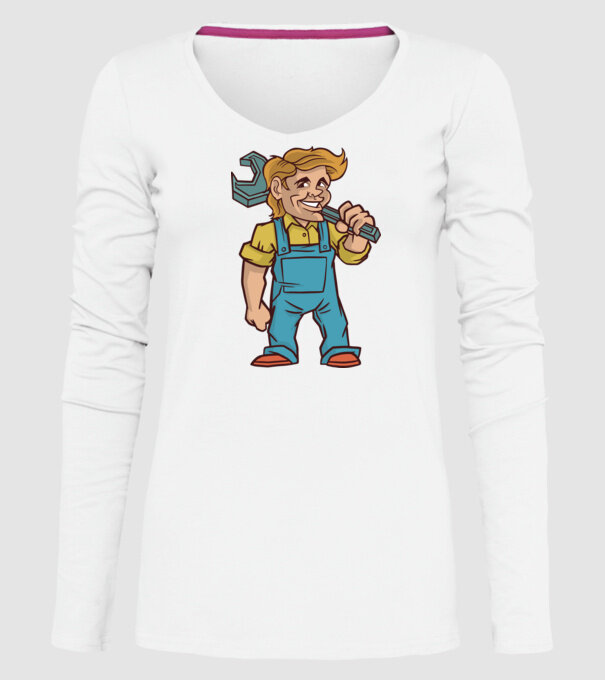 Instalator model alb pe tricou