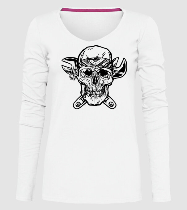 Craniu Instalator model alb pe tricou