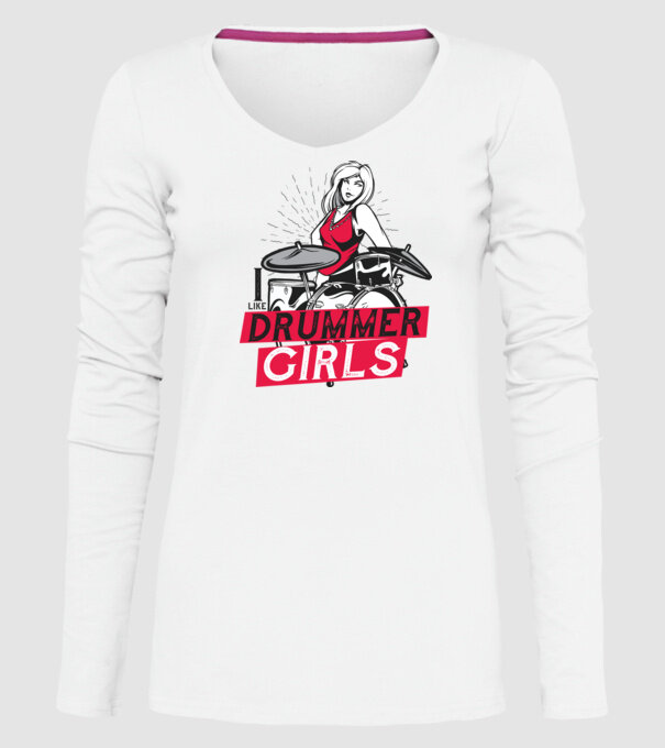 Îmi plac fetele bateriste model alb pe tricou