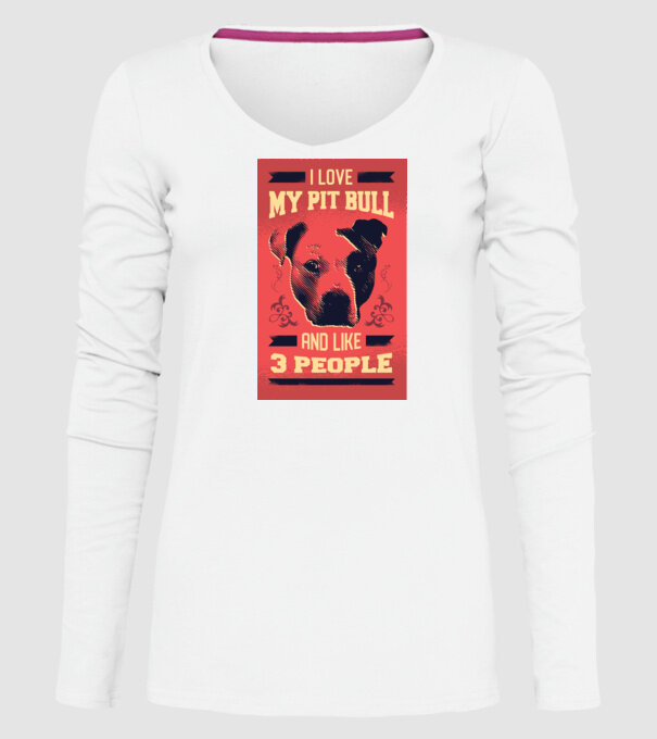Îmi iubesc Pitbull-ul meu și încă 3 persoane model alb pe tricou