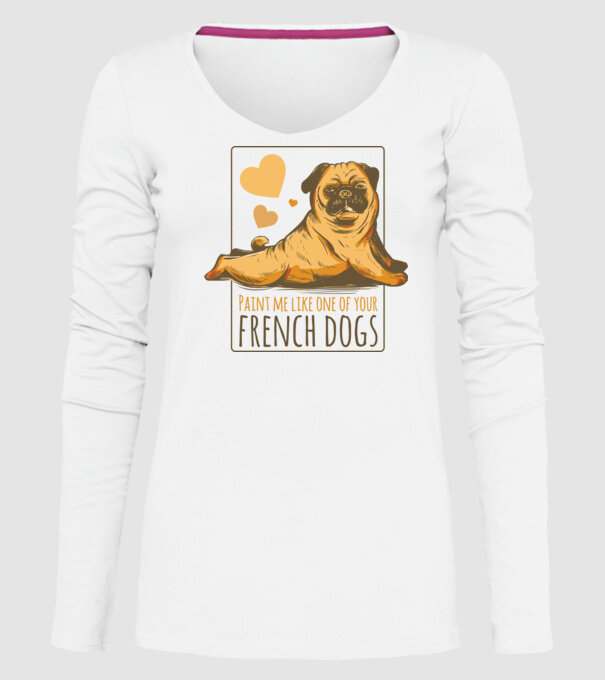 Mops sexy model alb pe tricou