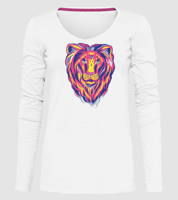 Leu colorat model alb pe tricou