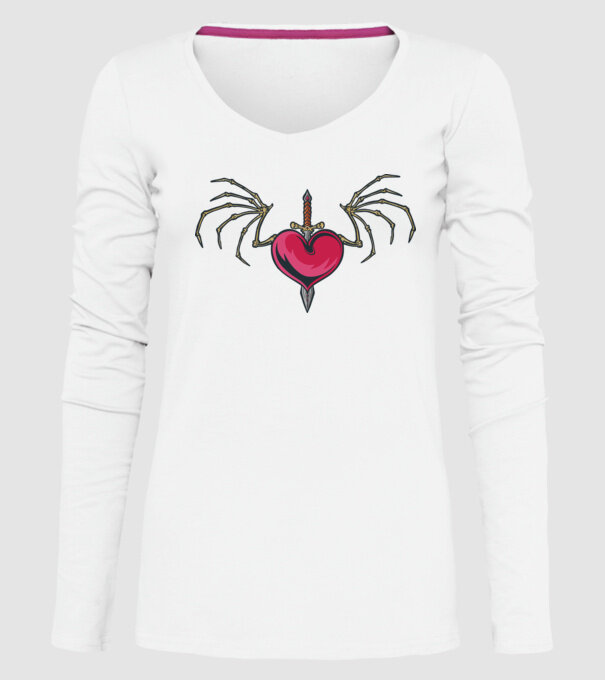 Inimă cu sabie model alb pe tricou