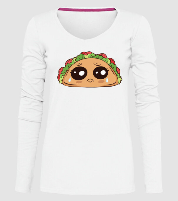 Taco trist model alb pe tricou