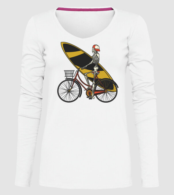 Schelet surfer model alb pe tricou