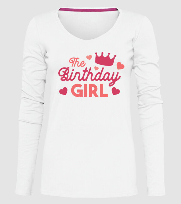 Fată cu Zi de naștere model alb pe tricou