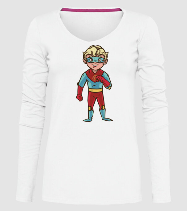 Băiat supererou model alb pe tricou
