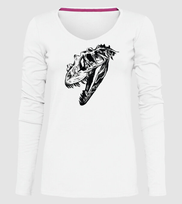 Craniu T-rex model alb pe tricou