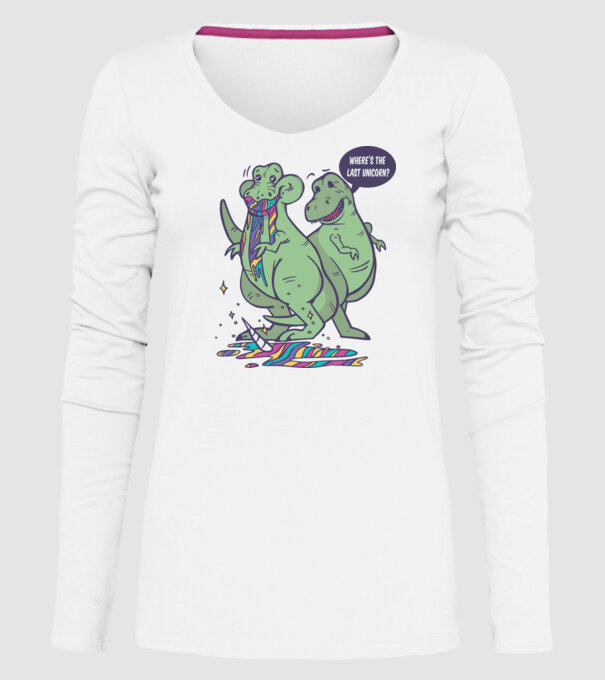 T-rex a mâncat unicornul model alb pe tricou