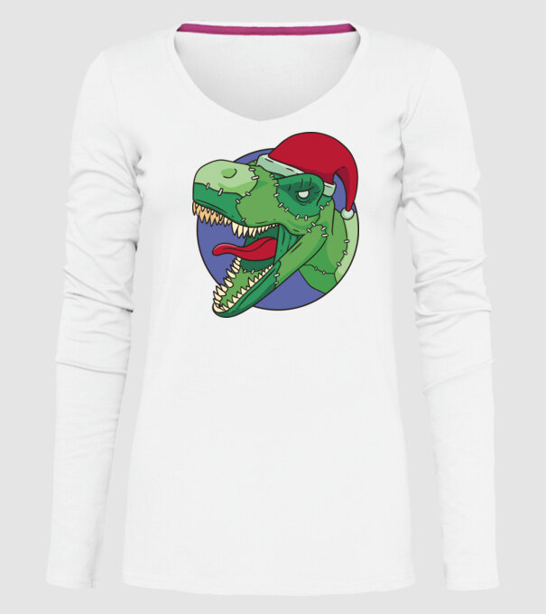 T-rex Santa model alb pe tricou