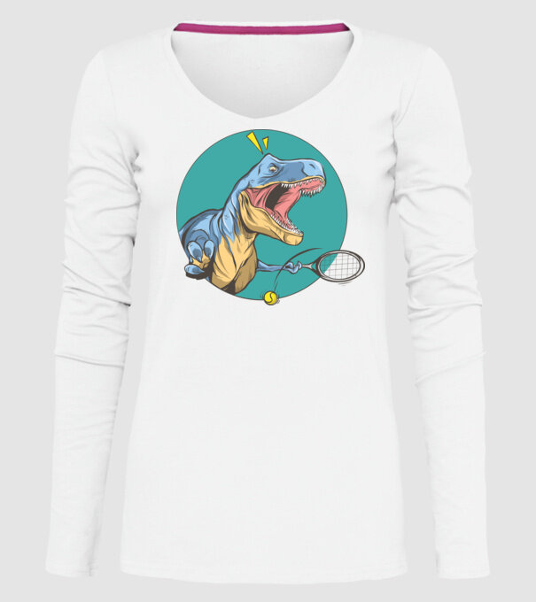 Dinozaur T-rex Tenis model alb pe tricou