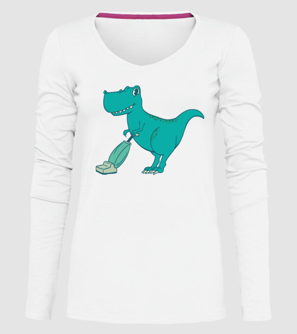 T-rex făcând curățenie model alb pe tricou