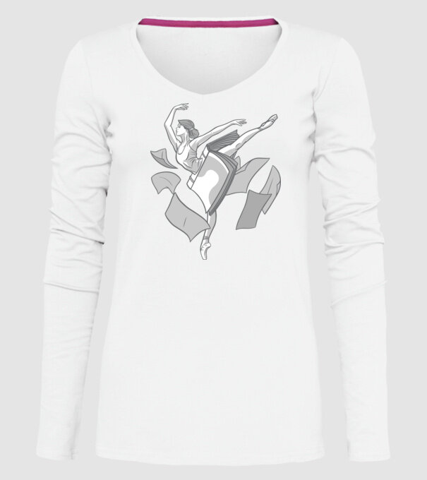 Balerină dansatoare model alb pe tricou