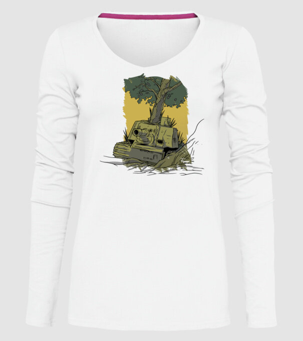 Tanc Copac model alb pe tricou