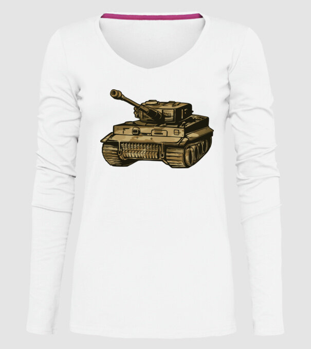 Tanc Mașină de luptă model alb pe tricou