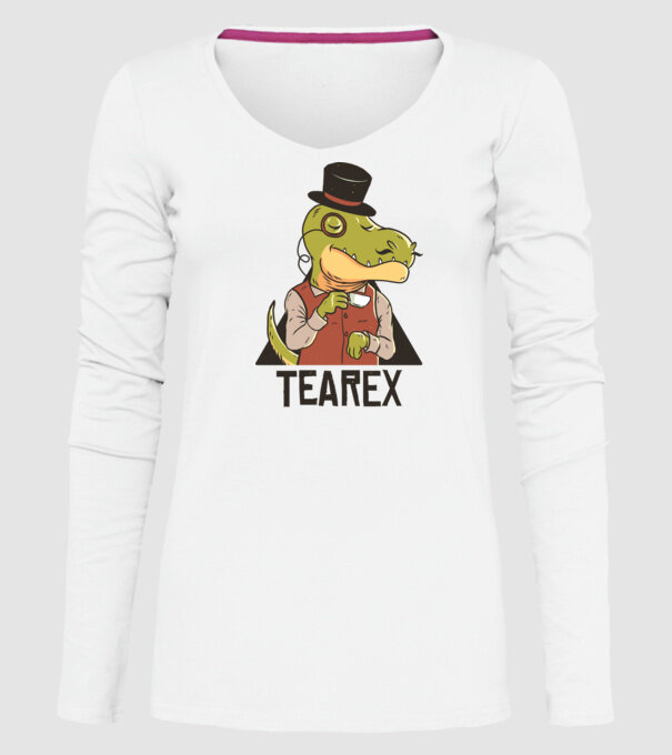 Tea Rex dinozaur cu ceai model alb pe tricou
