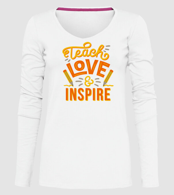 Teach Love Inspire pentru profesori model alb pe tricou