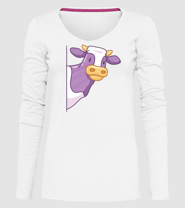 Vacă model alb pe tricou