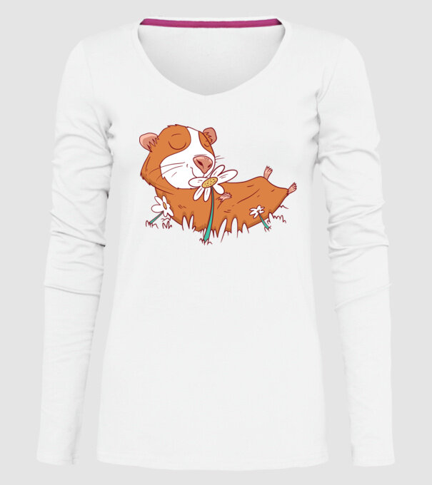 Porcușor de Guineea pe câmp model alb pe tricou