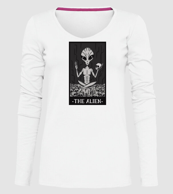 Extraterestru - Carte de tarot model alb pe tricou