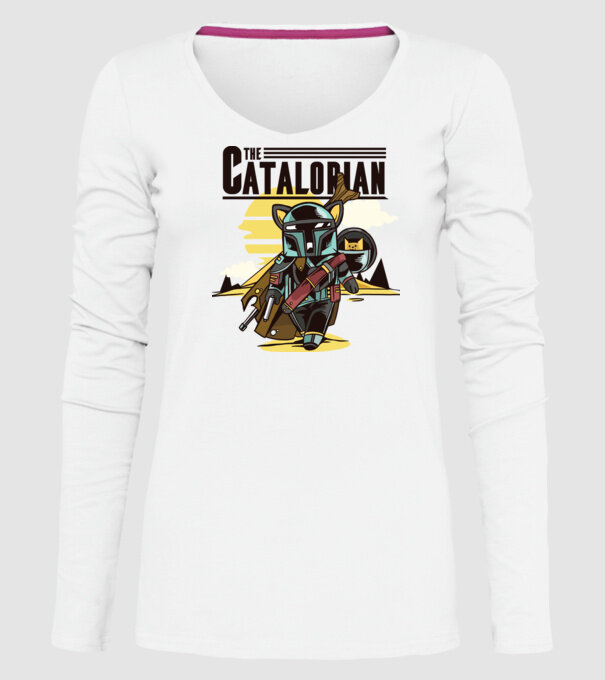 The Catalorian model alb pe tricou