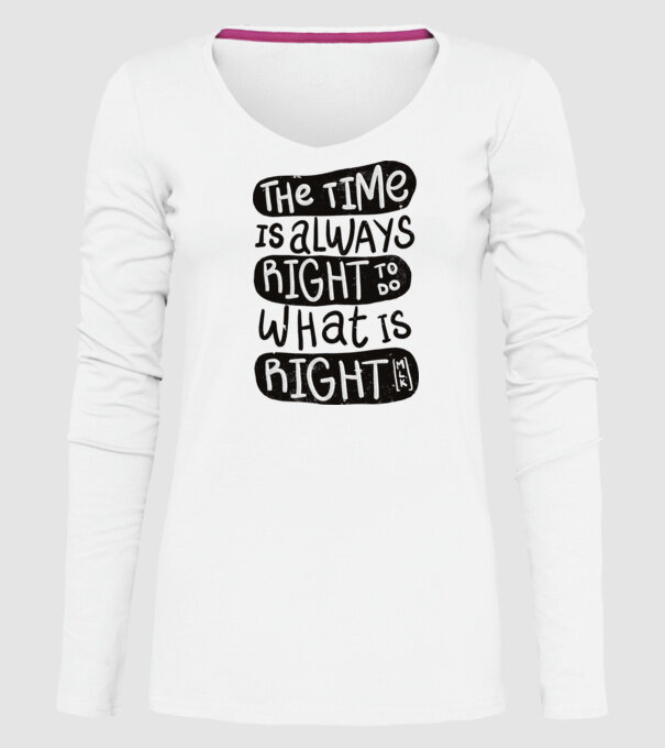 The time is always right model alb pe tricou