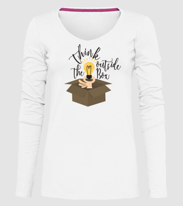 Think outside of the box model alb pe tricou