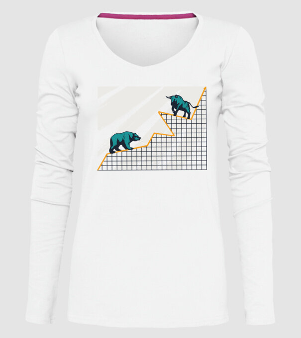 Bursa de Valori Taur vs Urs model alb pe tricou