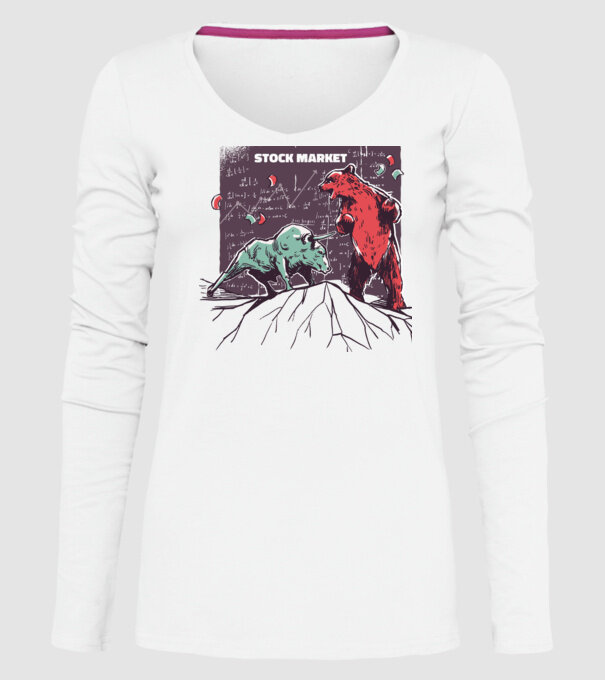 Bursa de Valori Taur vs Urs model alb pe tricou