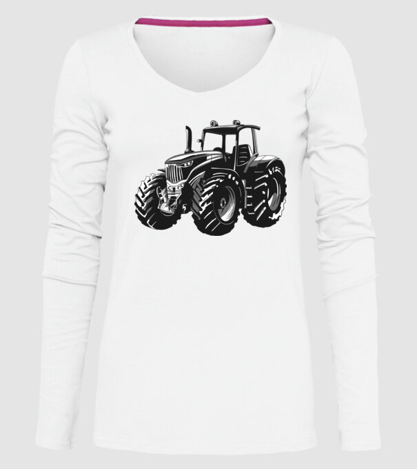 Tractor model alb pe tricou