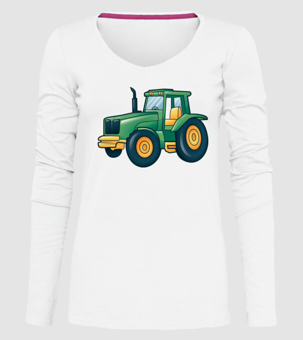 Desen Tractor model alb pe tricou