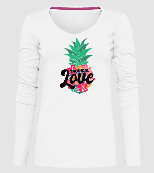 Ananas Tropical Love model alb pe tricou