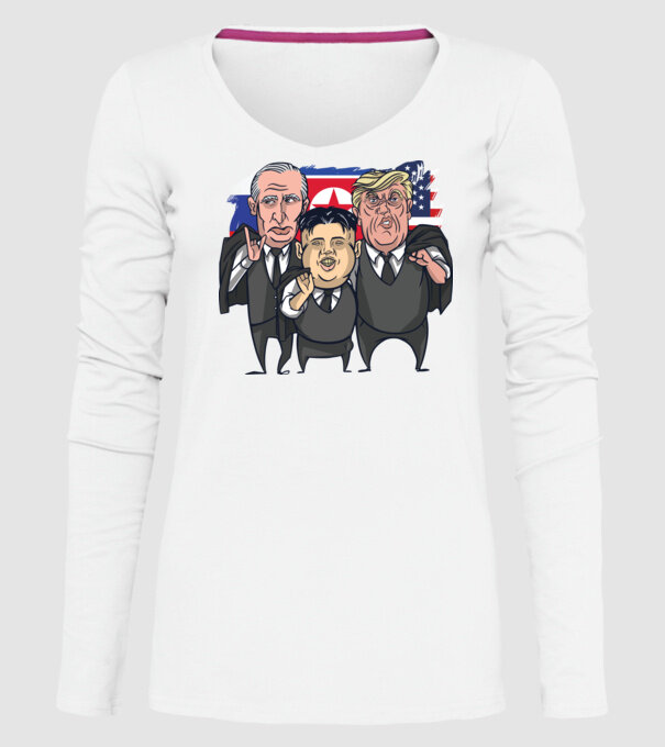 Trump, Putin, Kim - trei prieteni buni model alb pe tricou