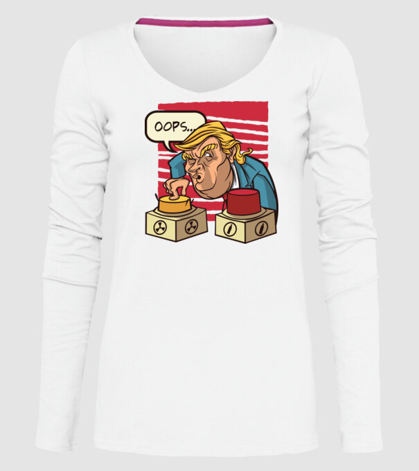 Trump Bombă nucleară model alb pe tricou