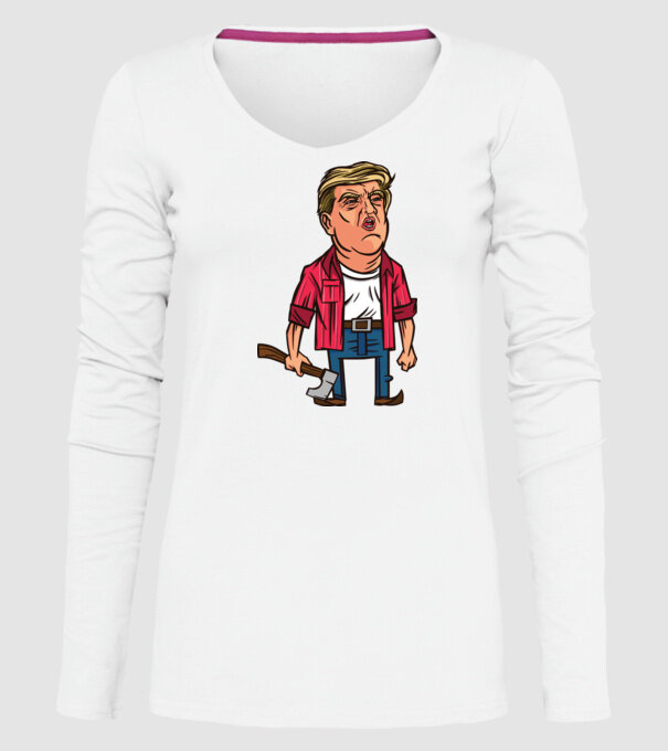 Trump tăietor de lemne model alb pe tricou