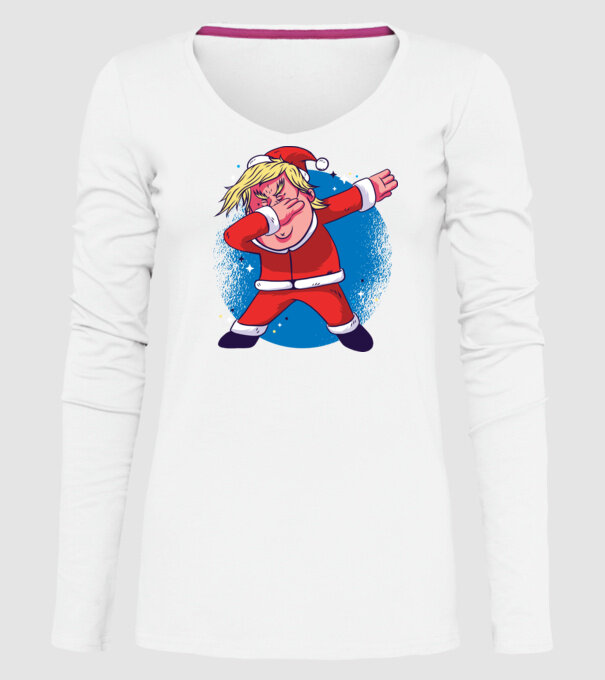 Trump Moș Crăciun dans DAB model alb pe tricou
