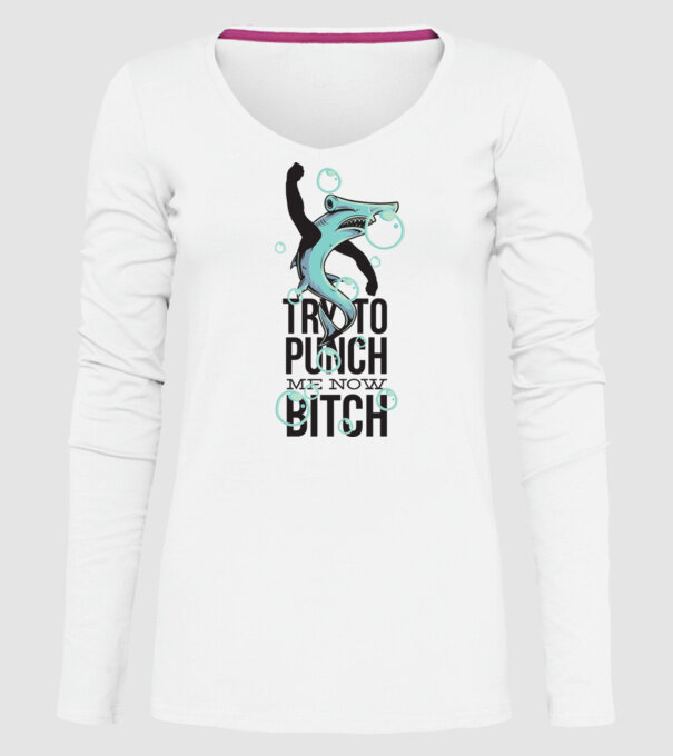 Try to punch me now bitch model alb pe tricou