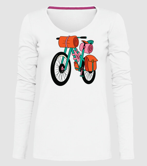 Bicicletă Drumeție model alb pe tricou