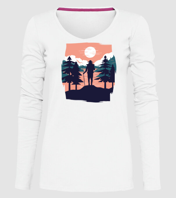Drumeție model alb pe tricou